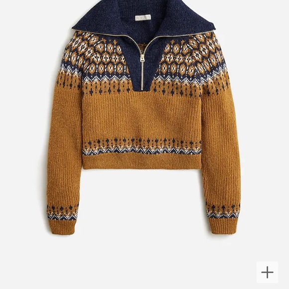 J Crew Fair isle half zip sweater in brushed yarn size large - Picture 2 of 6
